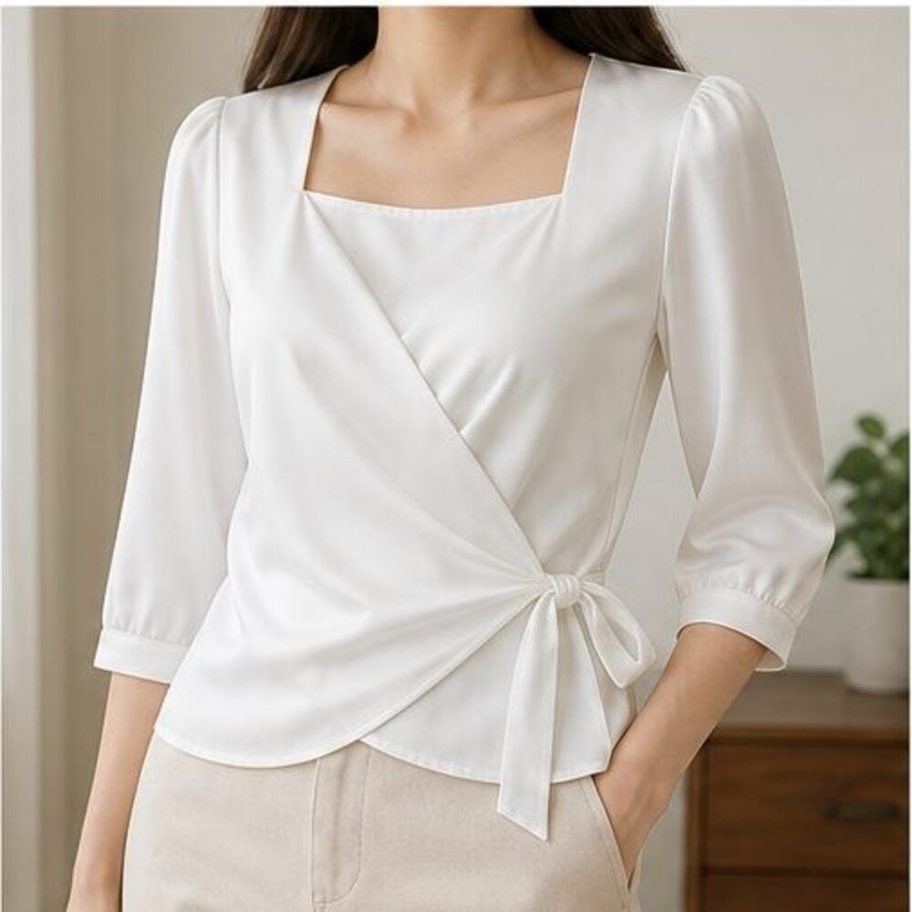 White Ruffle Blouse - Picture 2 of 6